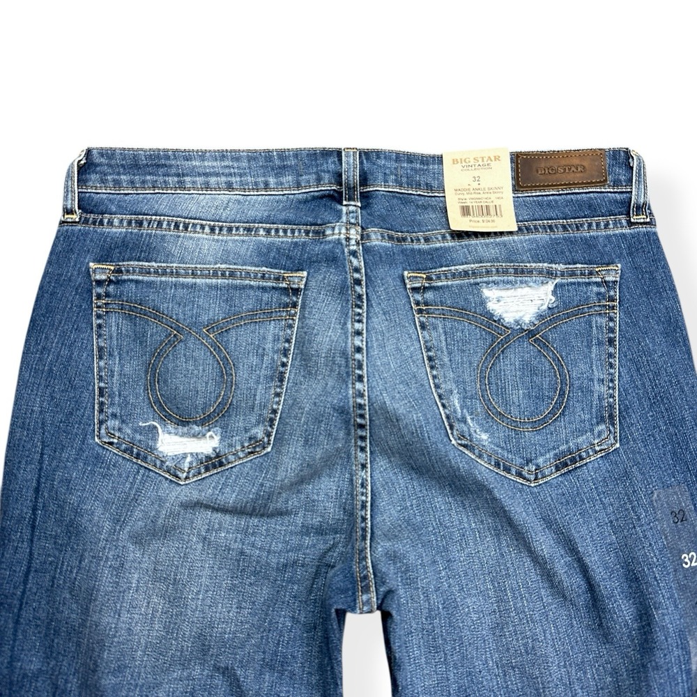 New BIG STAR Maddie Ankle Skinny Denim Jeans Women's Size 32 Curvy‎ Mid Rise